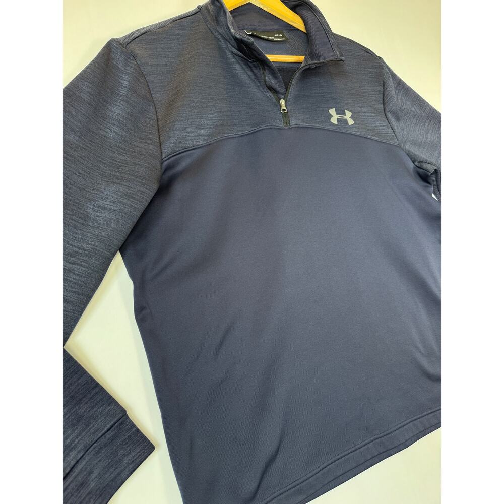 Under Armour ColdGear Pullover Mens Large Navy 1/4 Zip Thermal Long Sleeve - Picture 4 of 10